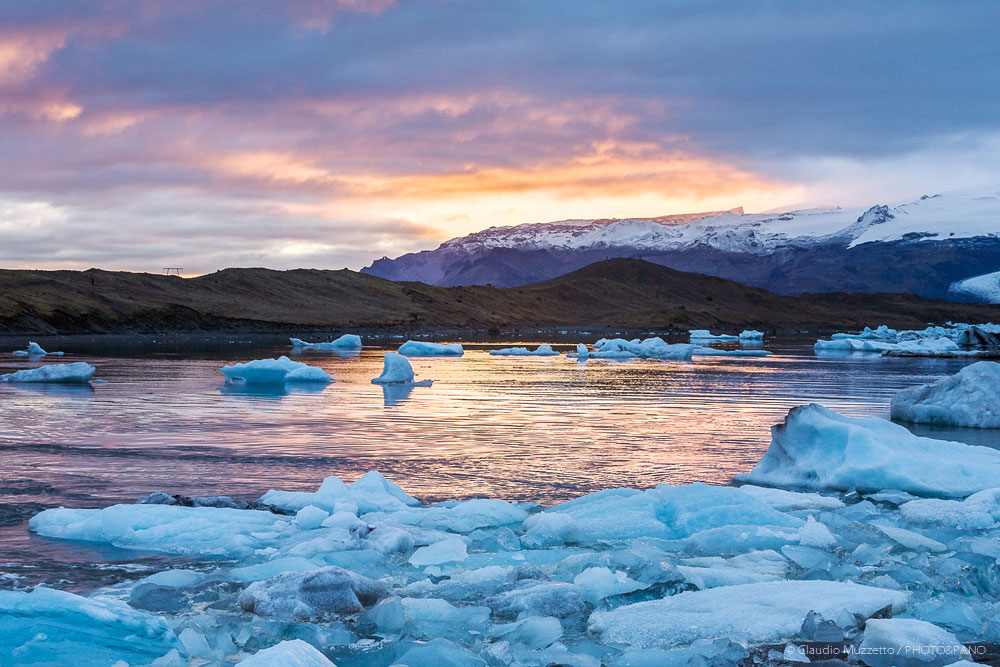 Islanda - laguna di Jokulsarlon al tramonto